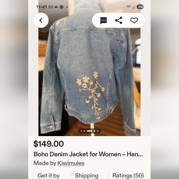 SKULLS/CROSS BOLERO JEAN JACKET - Picture 6 of 8